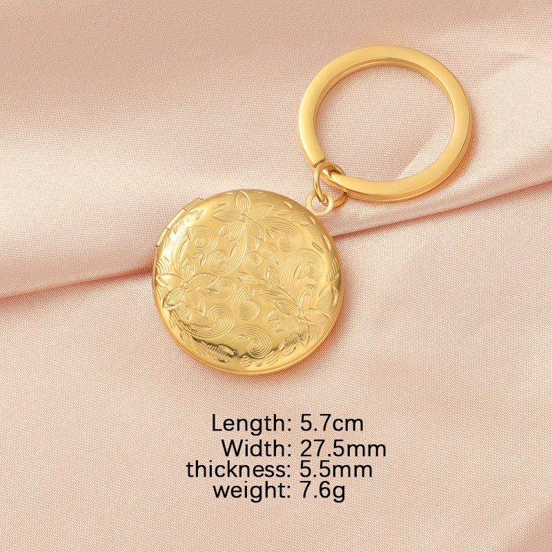 Floral round pattern key ring