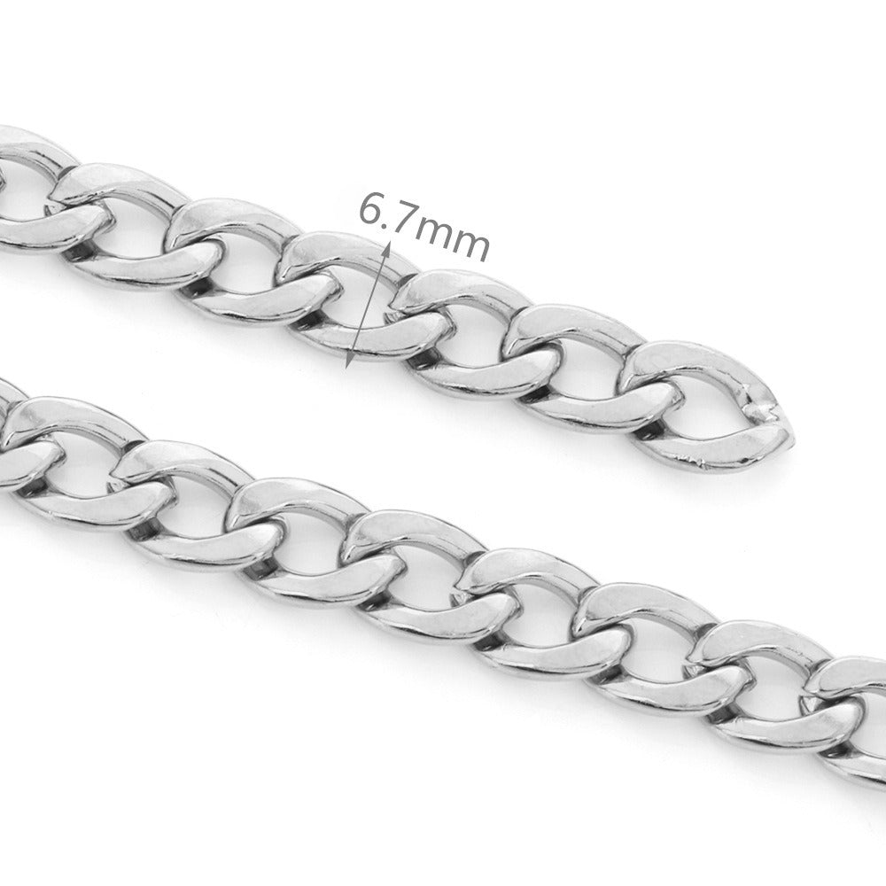 C1555 6.7mm 1:1 cuban chain-Vacuum Plating Waterproof Stainless steel chain