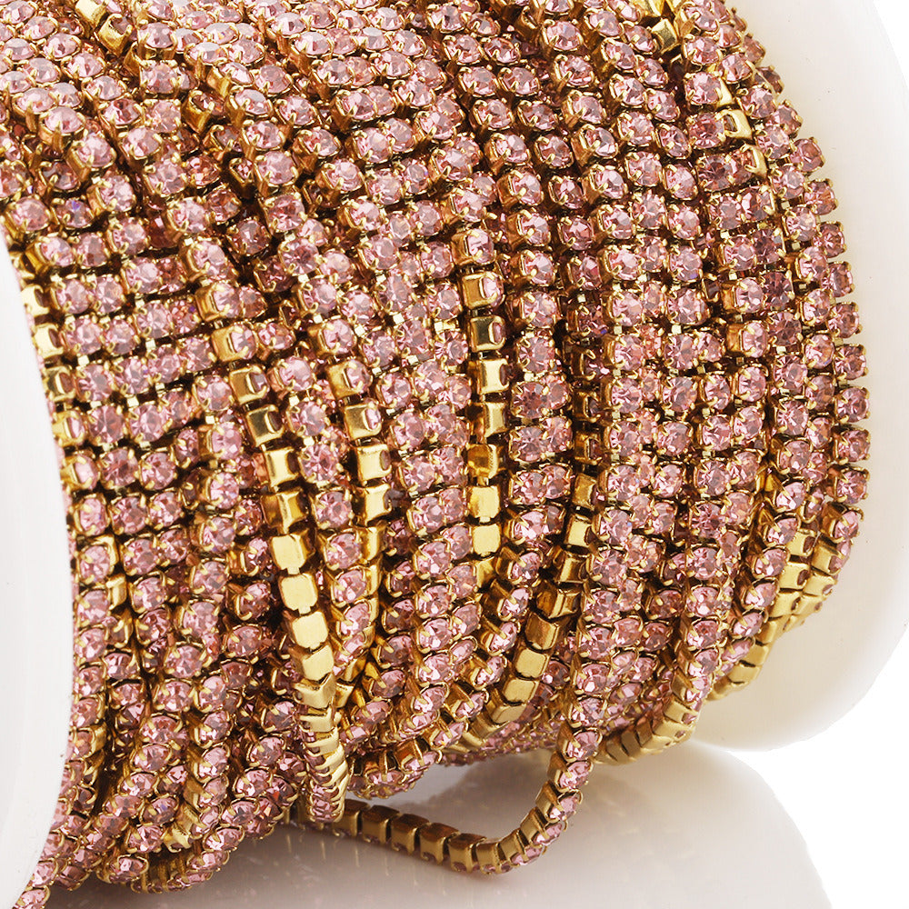 C1444 2mm Colorful Cup Rhinestone Chain/Clawchain
