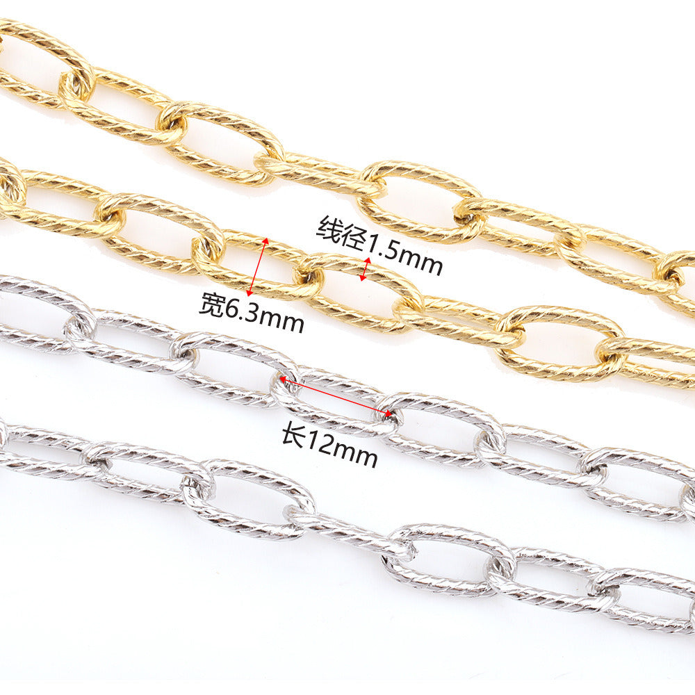 C1303 Oval thread chain-Vacuum Plating Waterproof Stainless steel chain