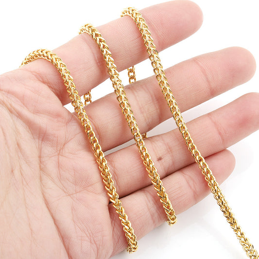 C1367 2/3mm Square Wheat chain-Vacuum Plating Waterproof Stainless steel chain