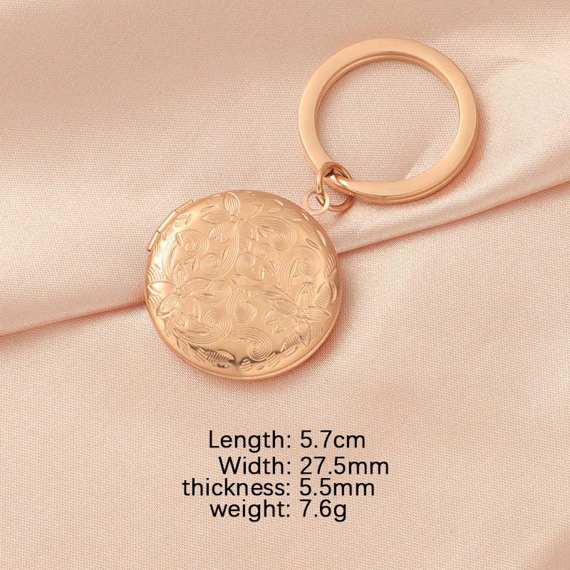 Floral round pattern key ring