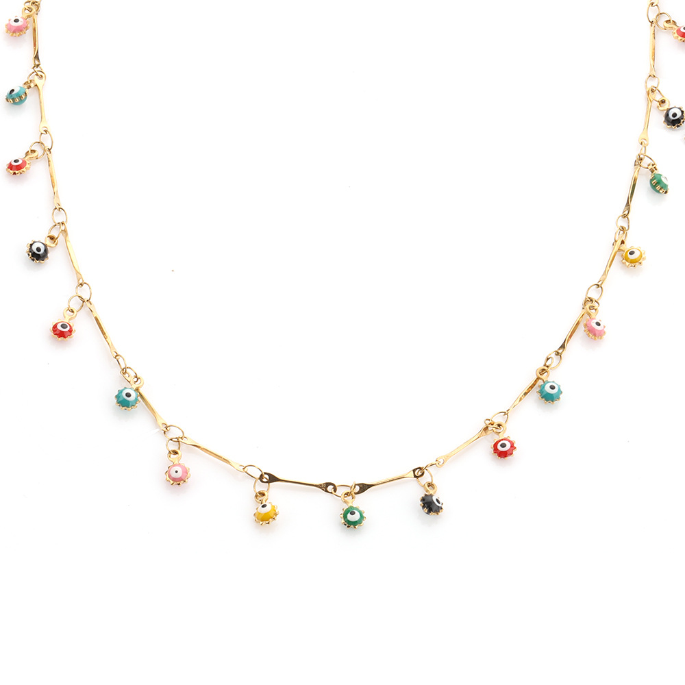 1535 Enamel Evil Eye Chain