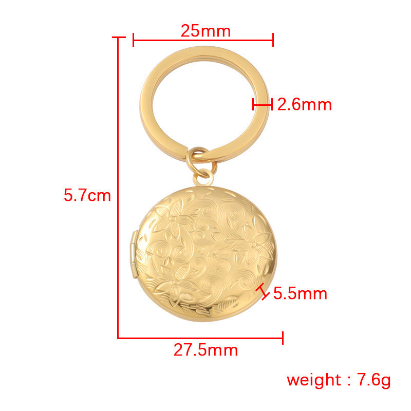 Floral round pattern key ring