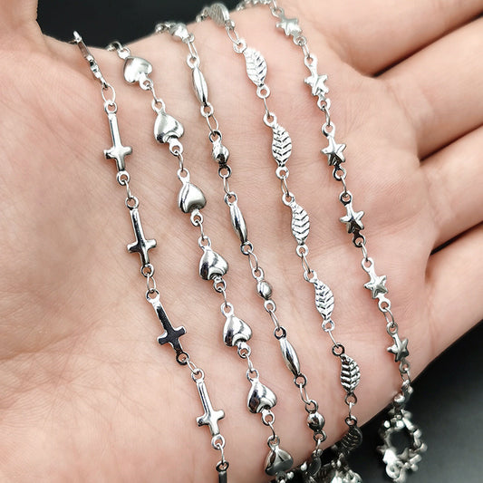 C1139 Leaf /cross chain-Vacuum Plating Waterproof Stainless steel chain