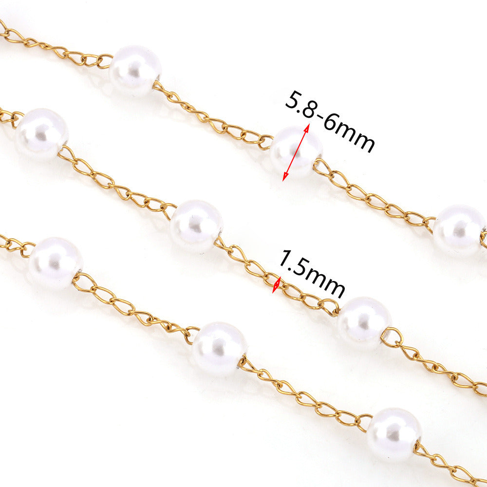 C1486 5.8-6mm pearl chain-Vacuum Plating Waterproof Stainless steel chain