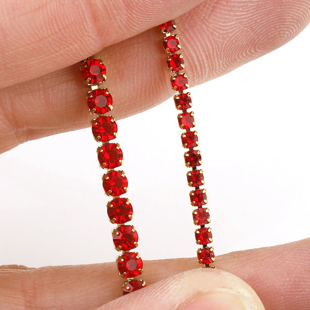 C1444 2mm Colorful Cup Rhinestone Chain/Clawchain