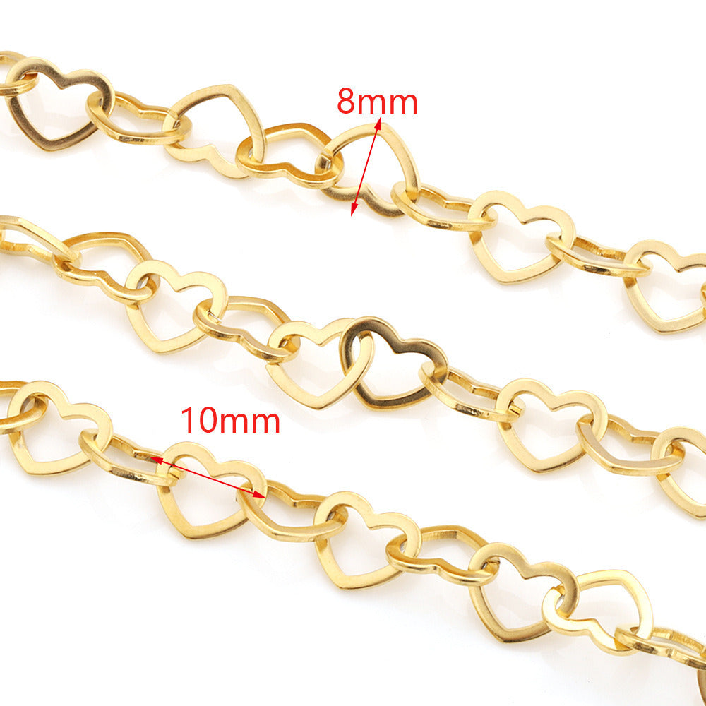 C1544 10mm Heart chain-Vacuum Plating Waterproof Stainless steel chain
