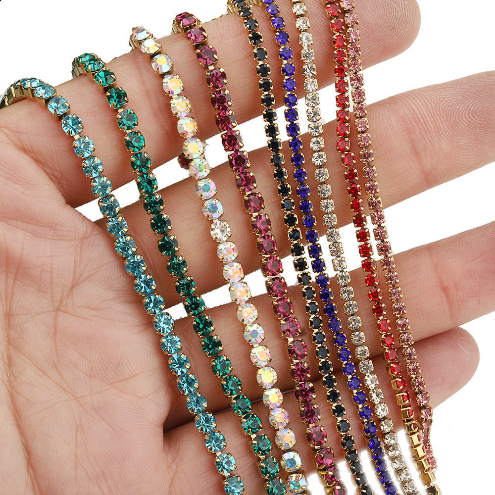 C1444 2mm Colorful Cup Rhinestone Chain/Clawchain