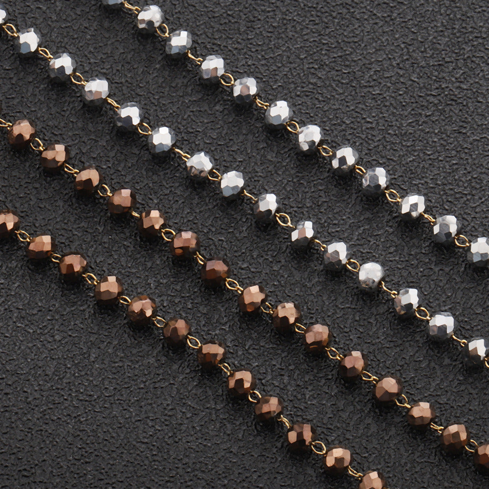 C1538 Glass beads chain-Vacuum Plating Waterproof Stainless steel chain