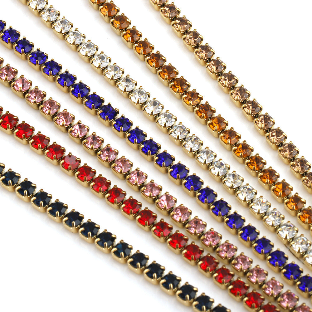 C1444 2mm Colorful Cup Rhinestone Chain/Clawchain