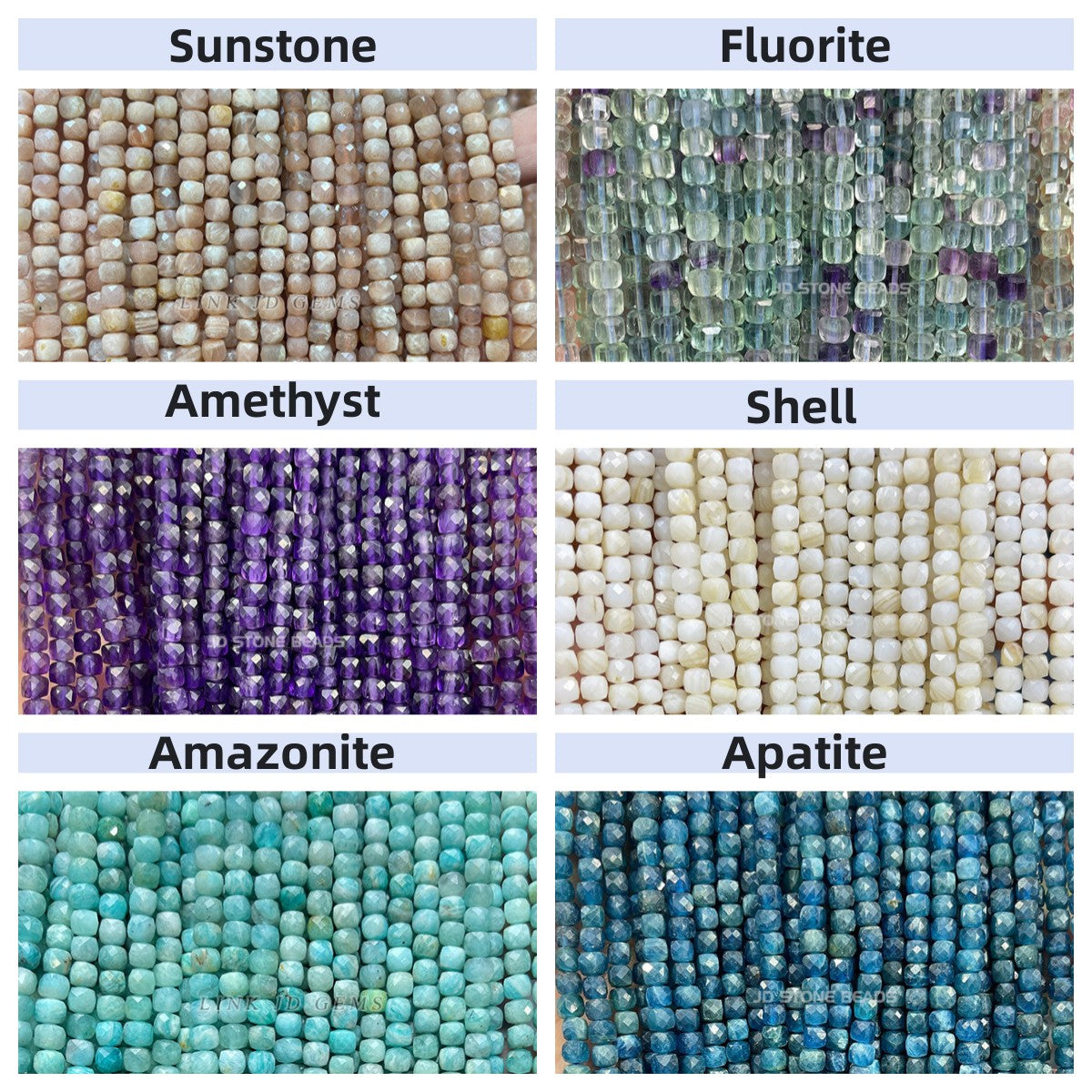 4mm Cube faceted crystal stone beads