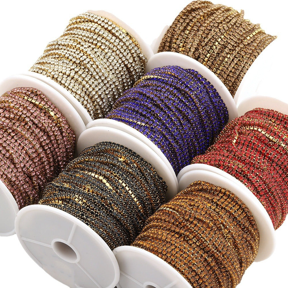C1444 2mm Colorful Cup Rhinestone Chain/Clawchain