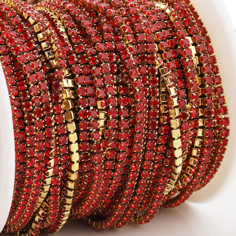 C1444 2mm Colorful Cup Rhinestone Chain/Clawchain