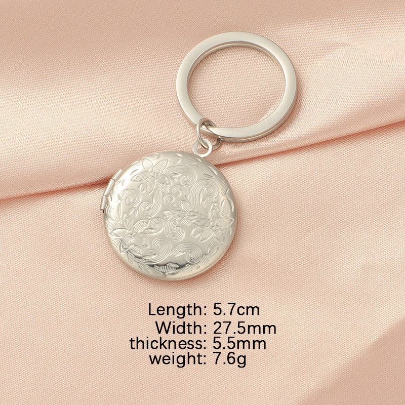 Floral round pattern key ring
