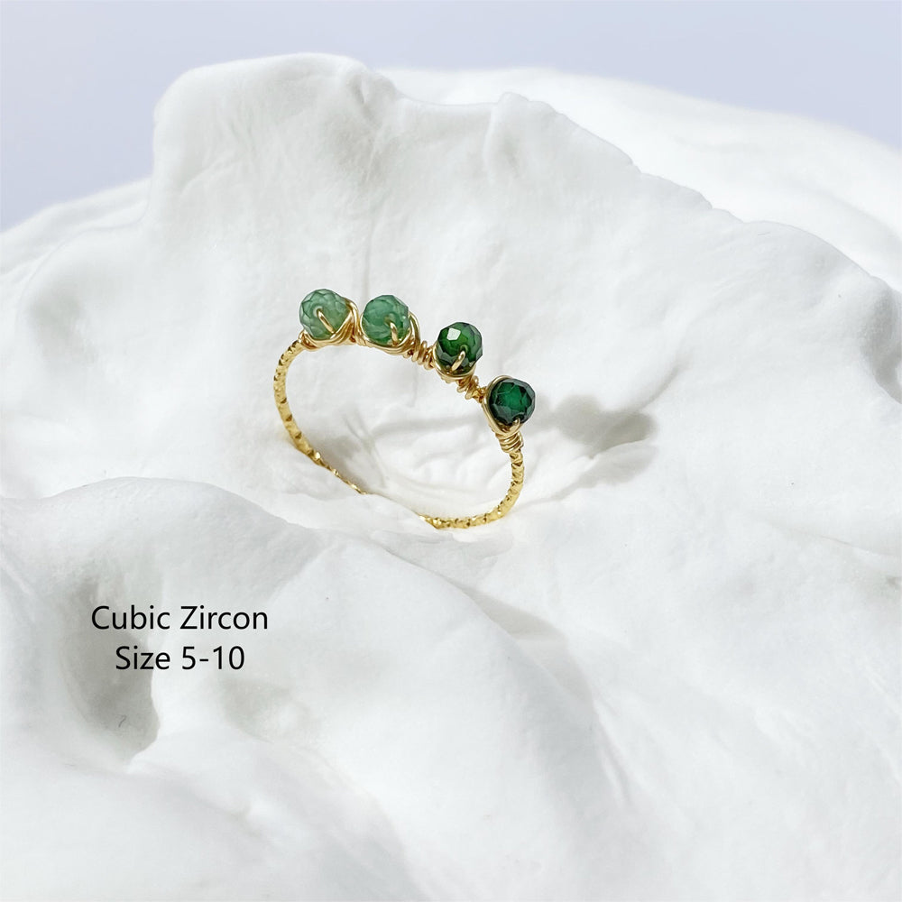 Green Rings ,Crystal Ring, Natural Gemstone, Dainty Wire Rings, Custom, Unique Gift, Raw Stone, Crystal Jewelry, Handmade, Birthstone