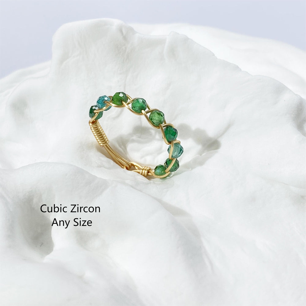 Green Rings ,Crystal Ring, Natural Gemstone, Dainty Wire Rings, Custom, Unique Gift, Raw Stone, Crystal Jewelry, Handmade, Birthstone