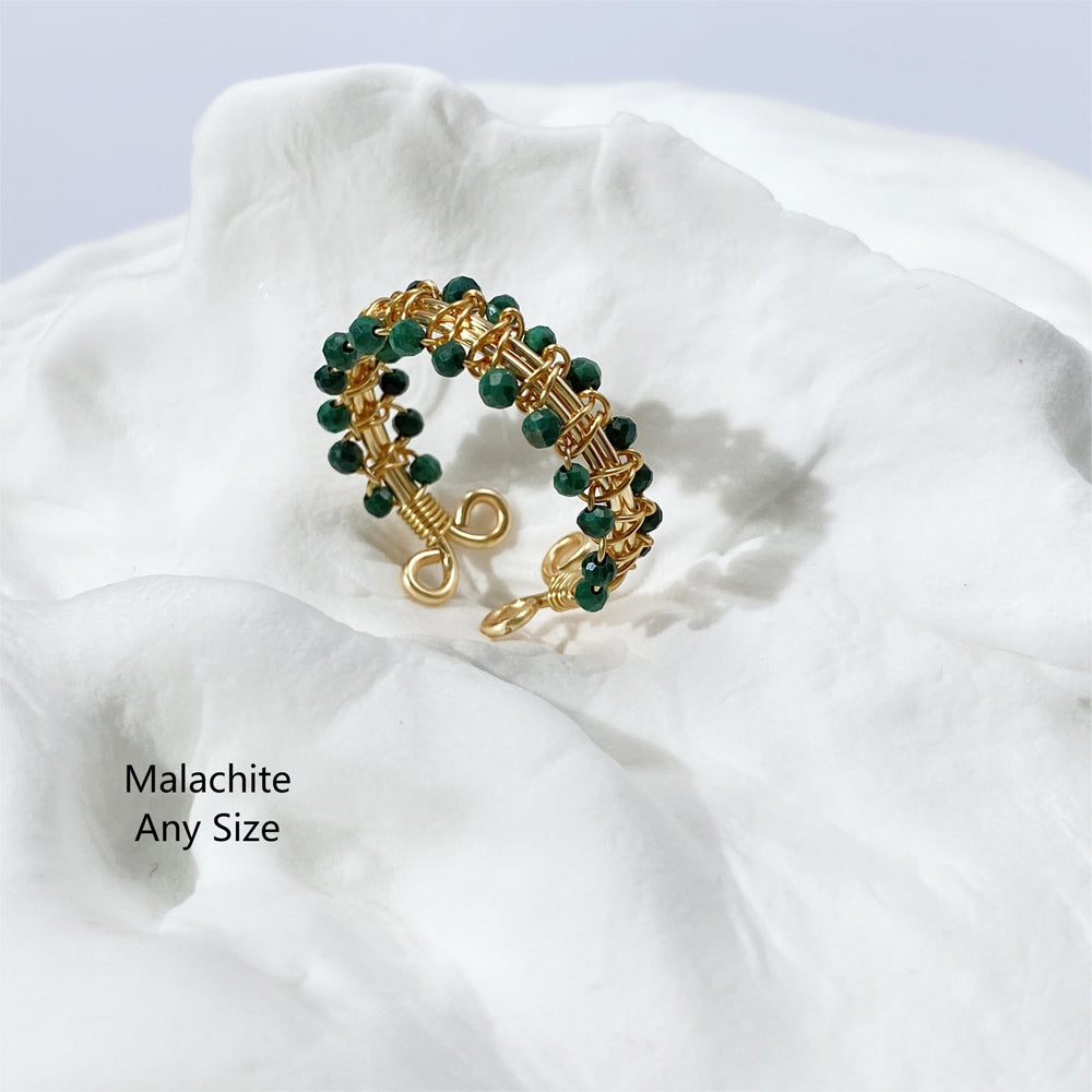 Green Rings ,Crystal Ring, Natural Gemstone, Dainty Wire Rings, Custom, Unique Gift, Raw Stone, Crystal Jewelry, Handmade, Birthstone