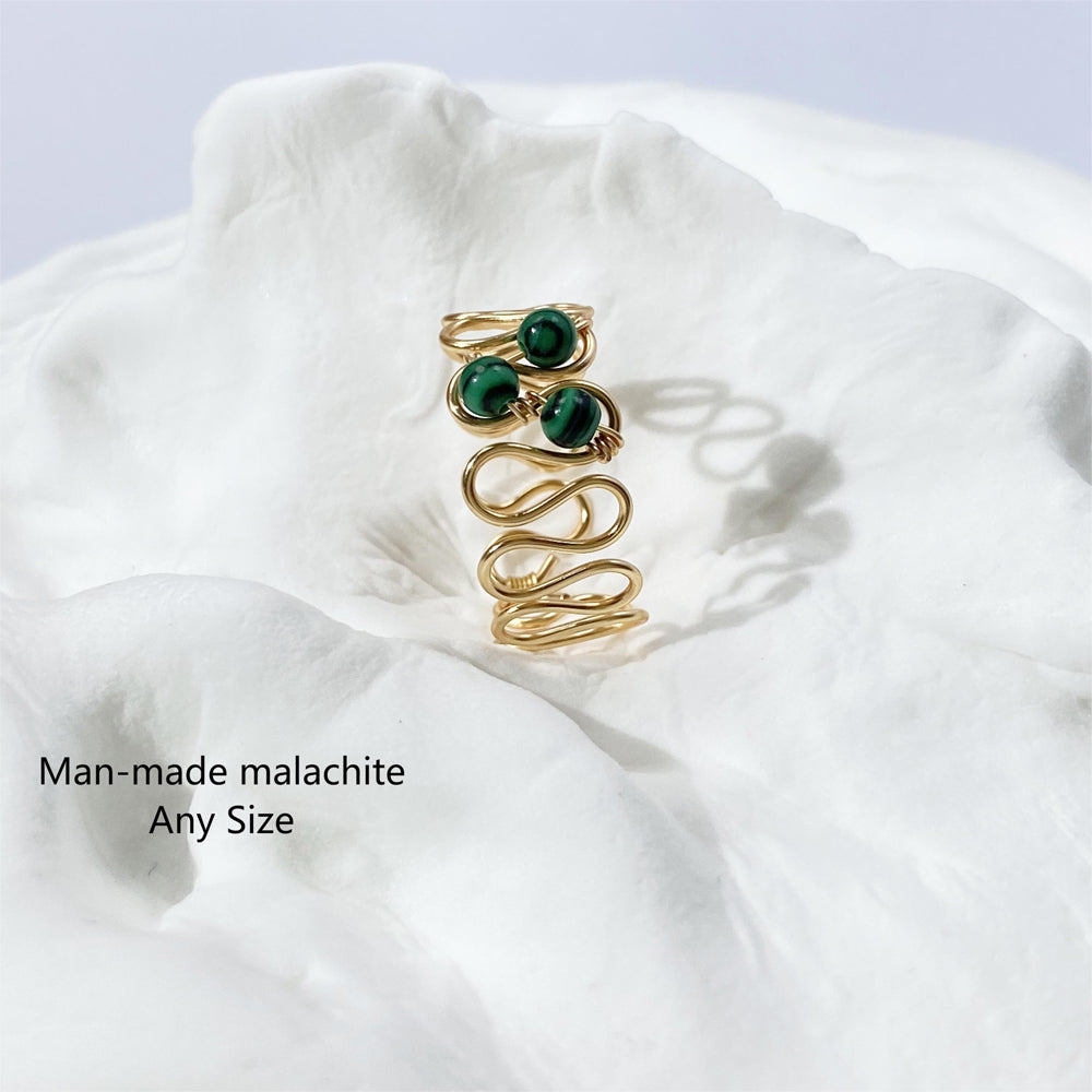 Green Rings ,Crystal Ring, Natural Gemstone, Dainty Wire Rings, Custom, Unique Gift, Raw Stone, Crystal Jewelry, Handmade, Birthstone