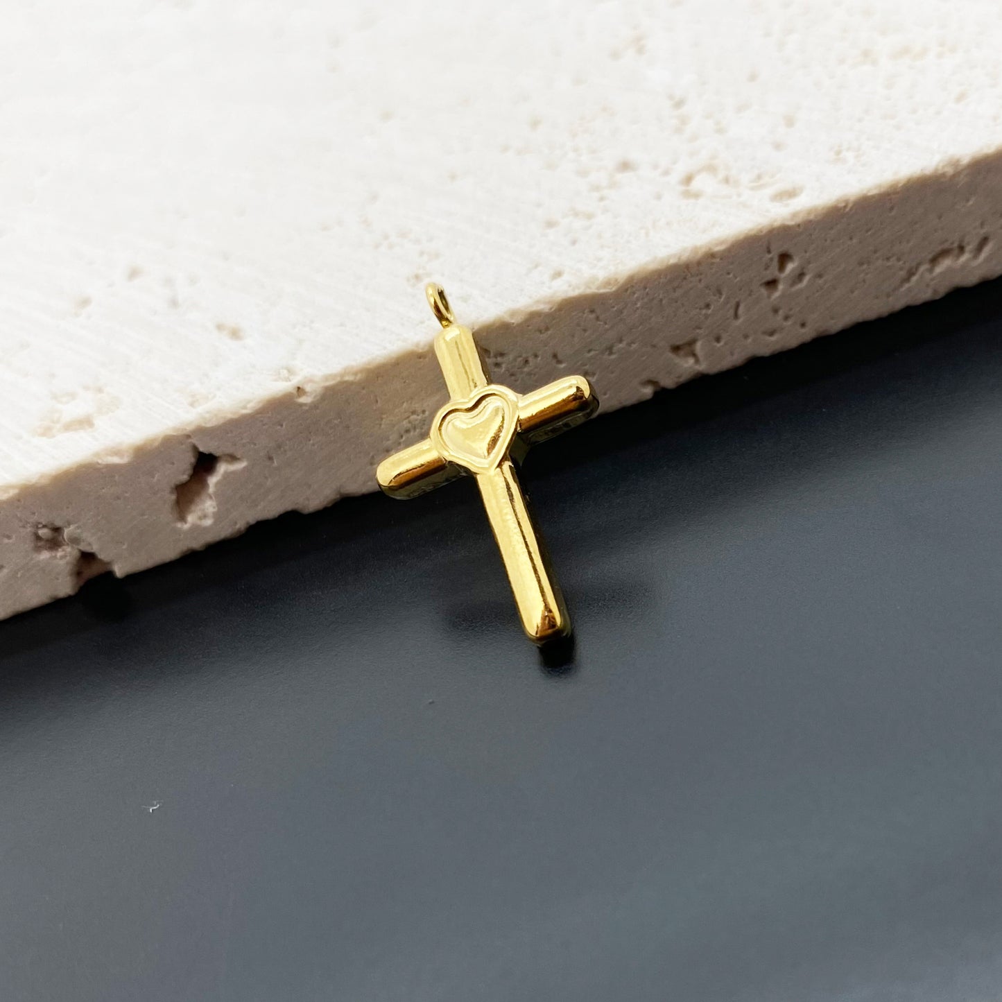 Cross heart charm