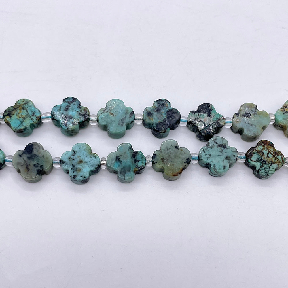 11mm Four Leaf Clover Natural Stone beads