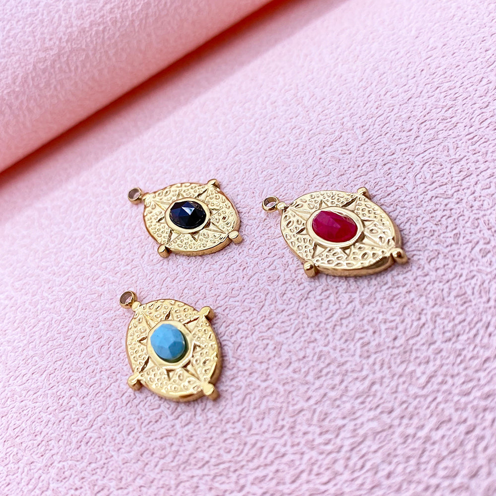 Gemstone sun charm