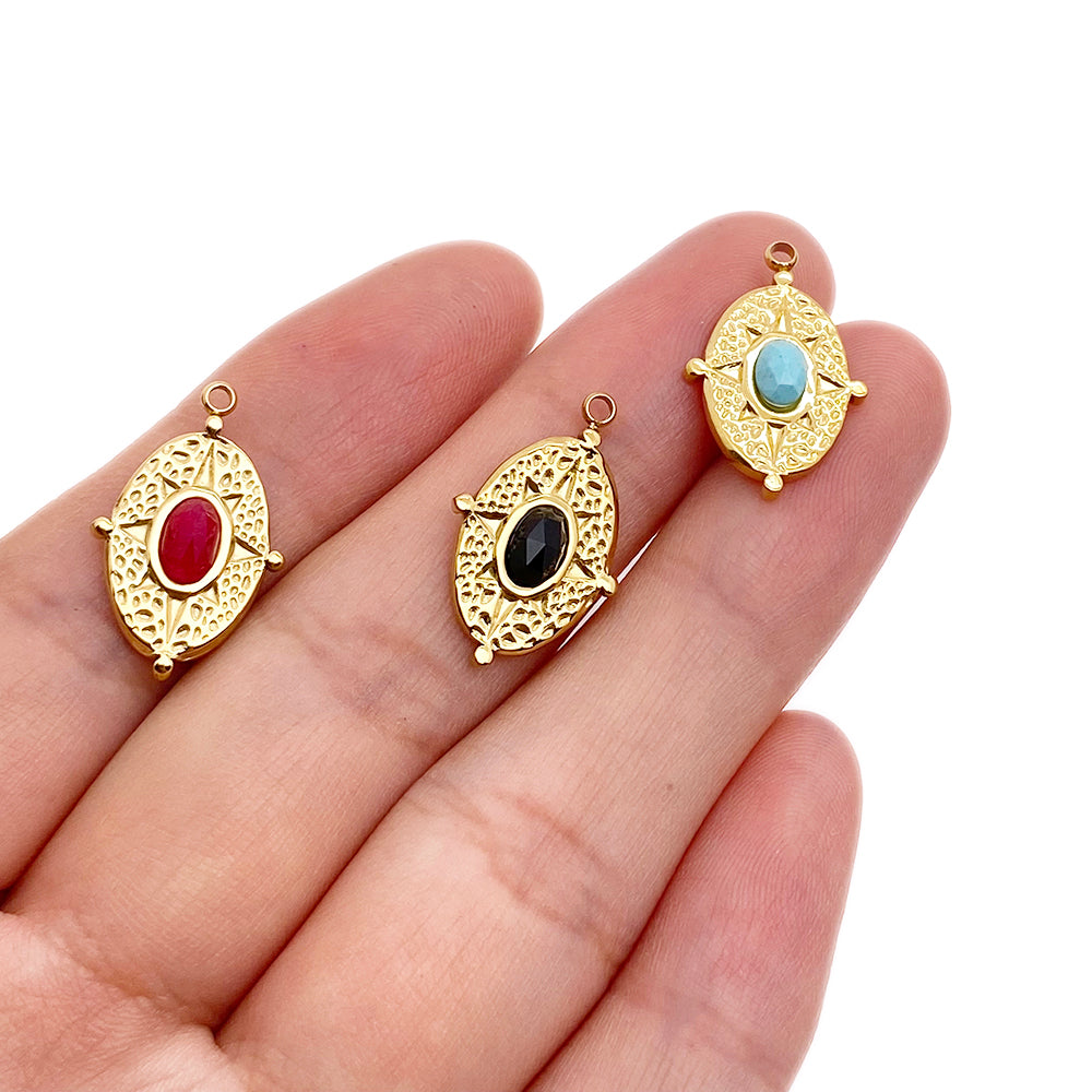 Gemstone sun charm