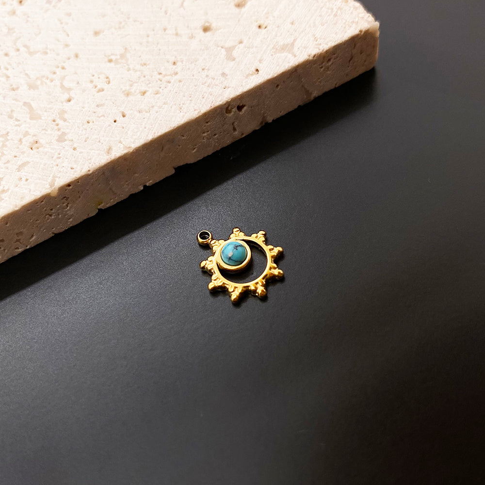 2533 Moon and Turquoise sun charm
