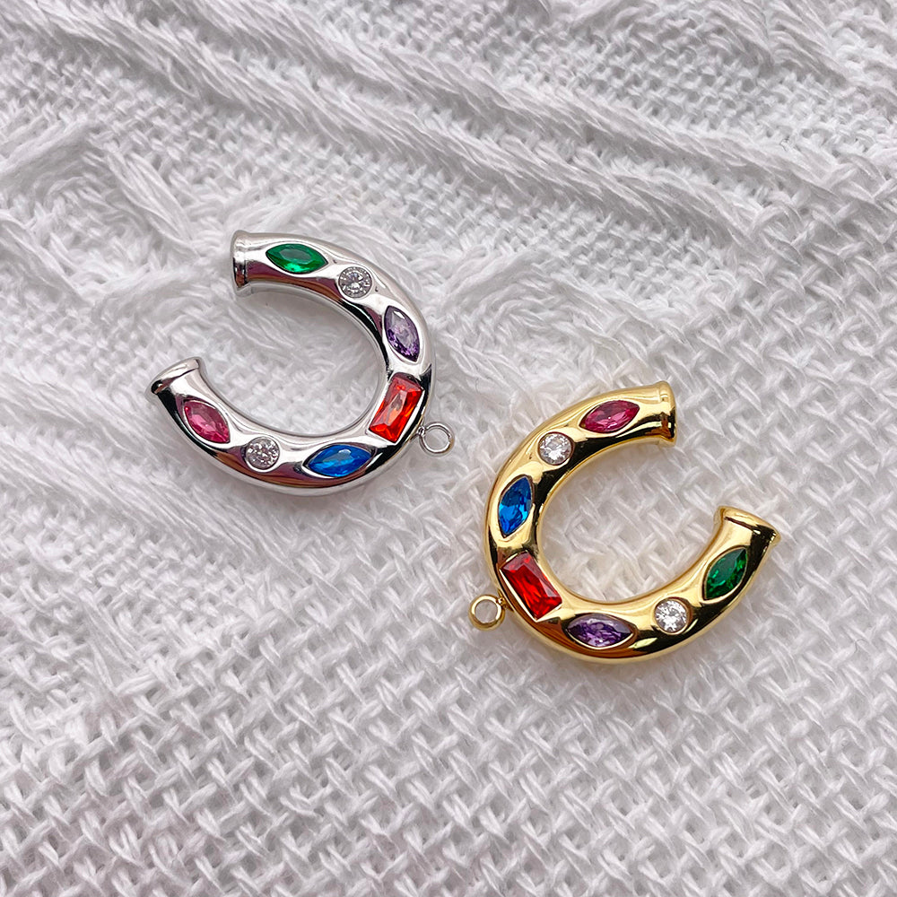 51305 Colorful Diamond Horseshoe charm