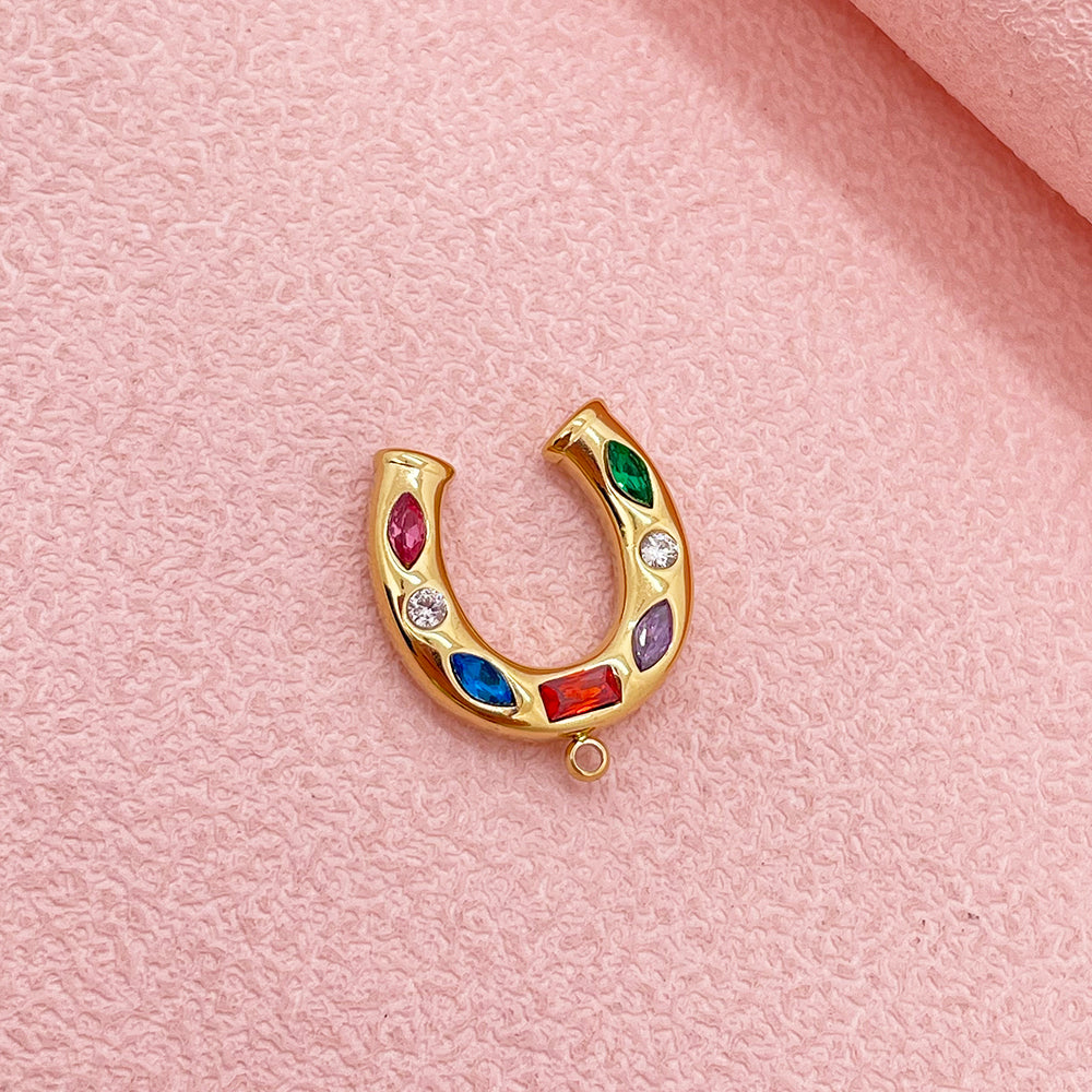 51305 Colorful Diamond Horseshoe charm