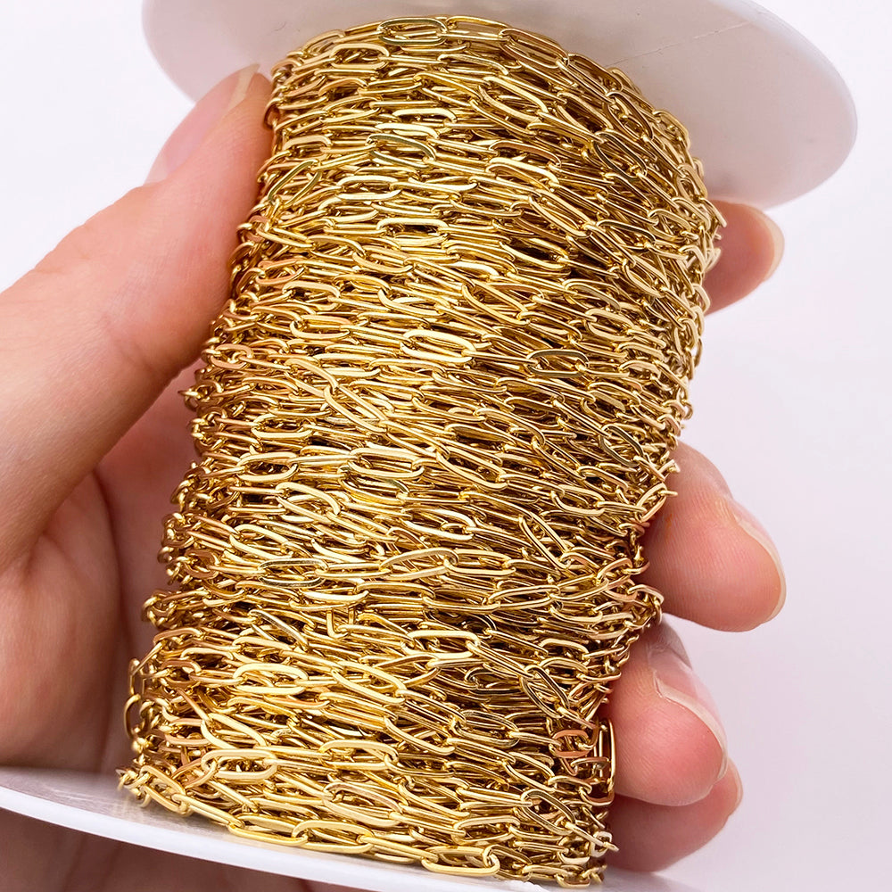 C8161 3mm Paper clip chain-Vacuum Plating Waterproof Stainless steel chain
