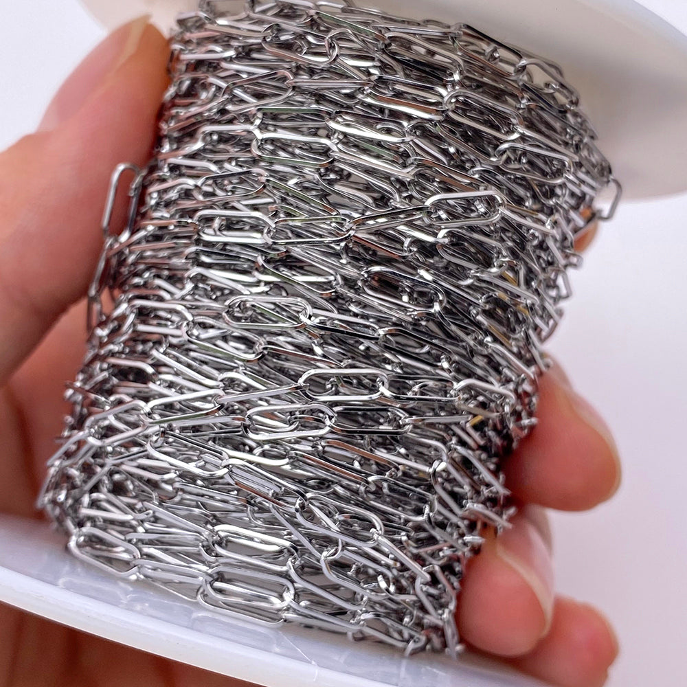 C8161 3mm Paper clip chain-Vacuum Plating Waterproof Stainless steel chain