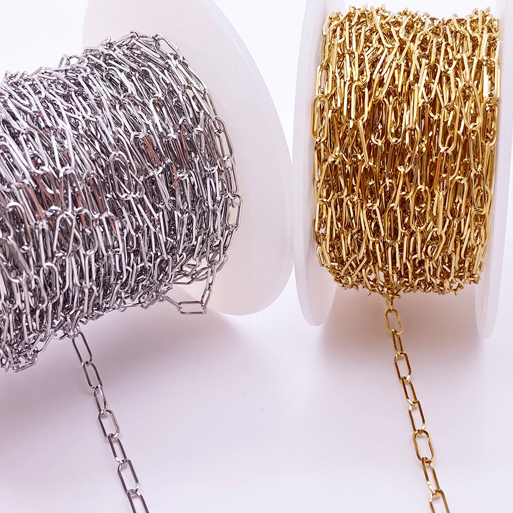 C8161 3mm Paper clip chain-Vacuum Plating Waterproof Stainless steel chain