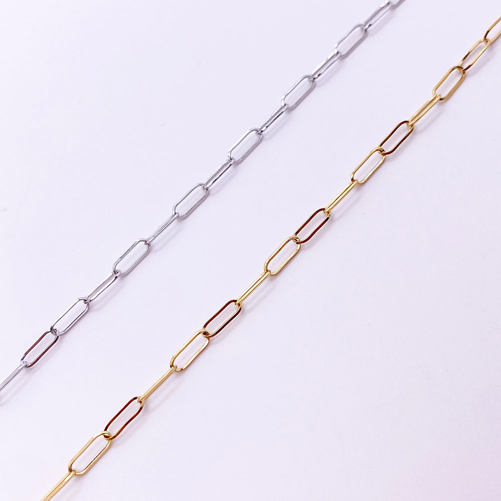 C8161 3mm Paper clip chain-Vacuum Plating Waterproof Stainless steel chain