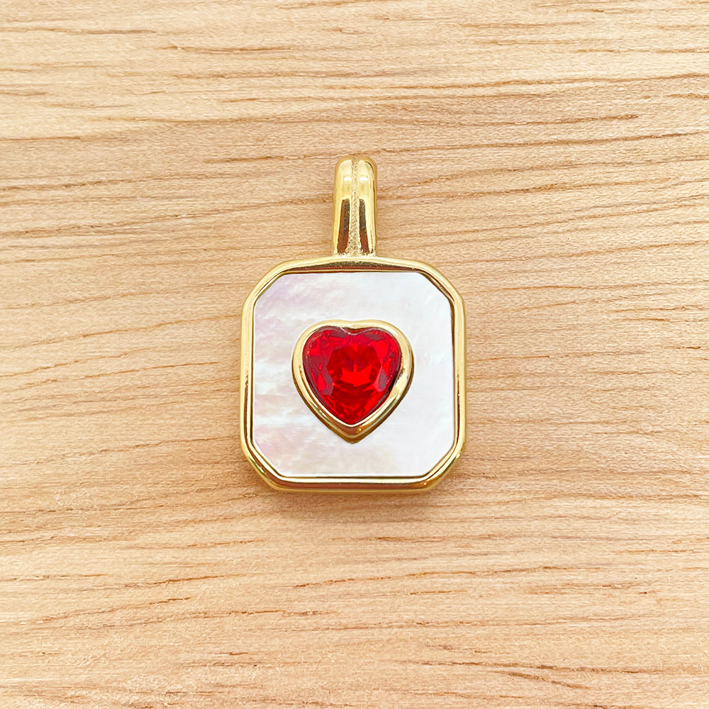 2780 Diamond heart shell charm