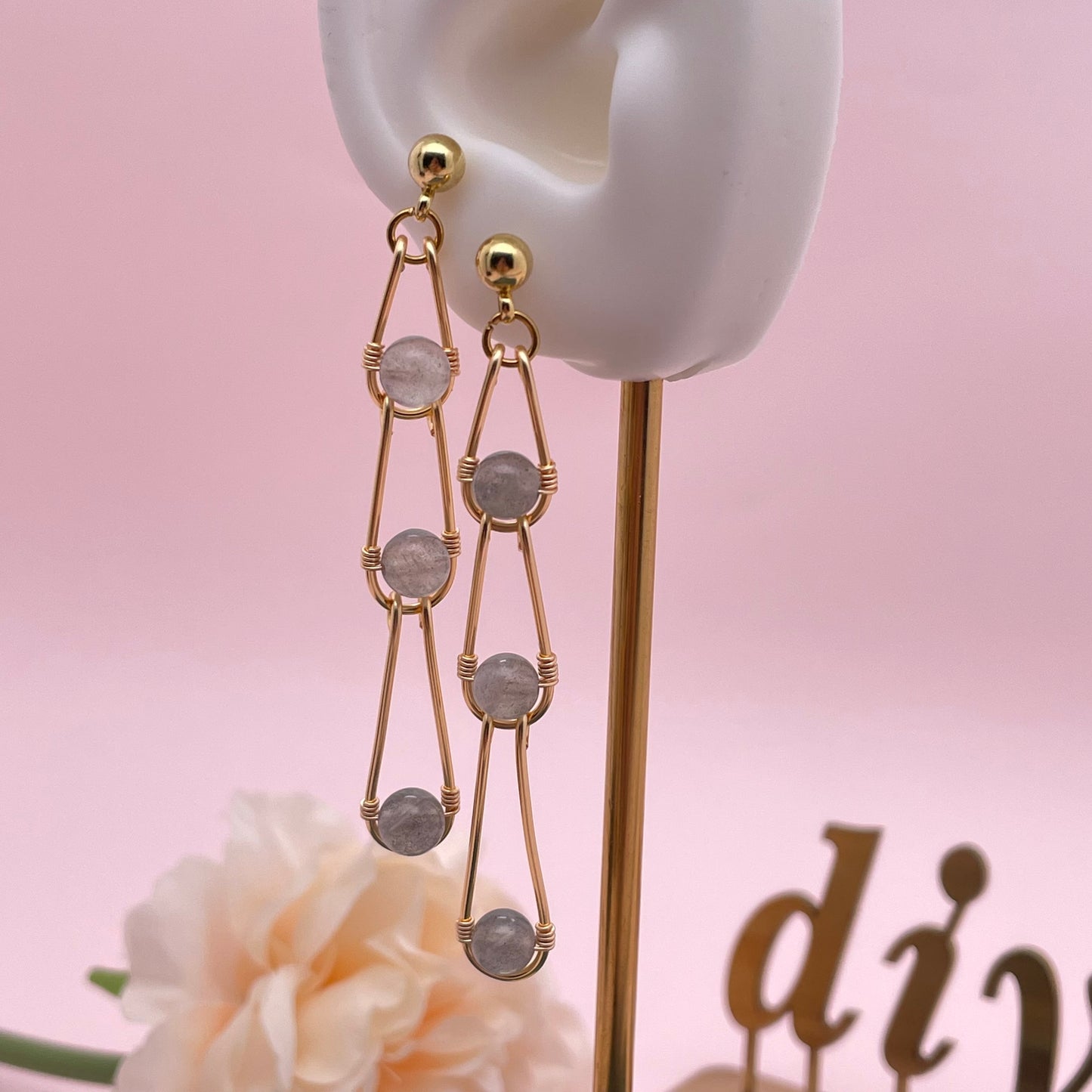 K379 Labradorite Chain bracelet and earring Diy Kit