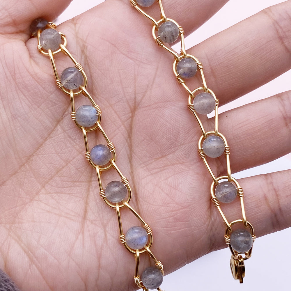 Handmade wire work Crystal Bracelet,Indian Pink for Summer Jewelry ,Chain Bracelet /Anklet