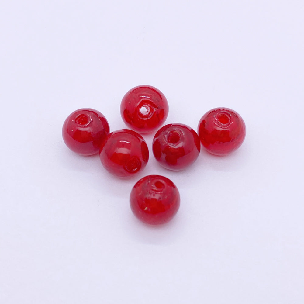 10pcs Red handmade glaze beads