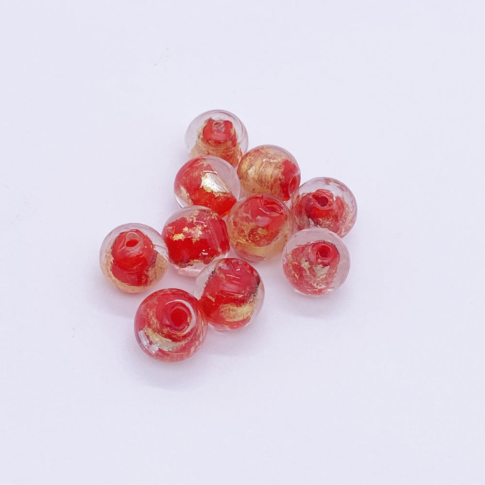 10pcs Red handmade glaze beads