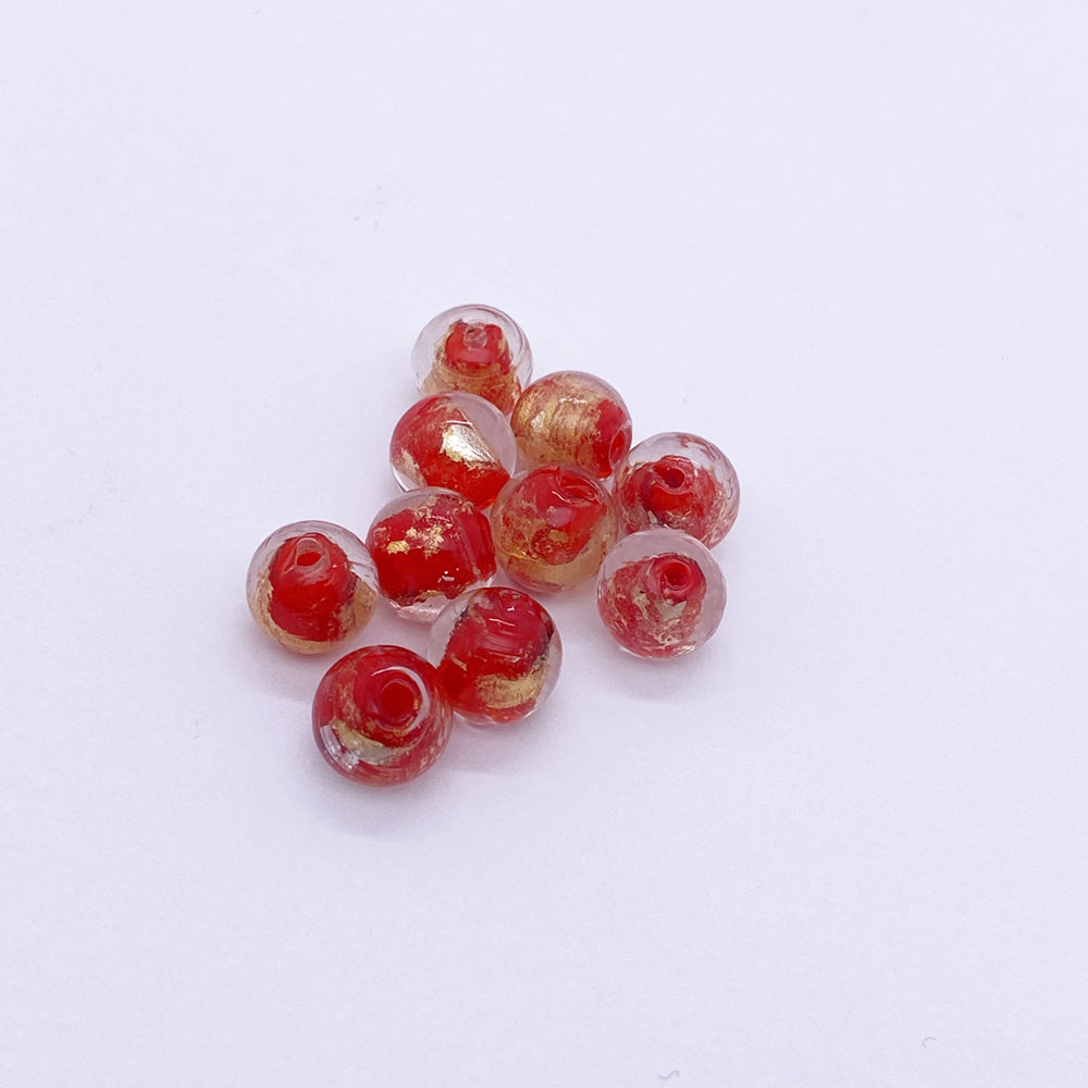 10pcs Red handmade glaze beads