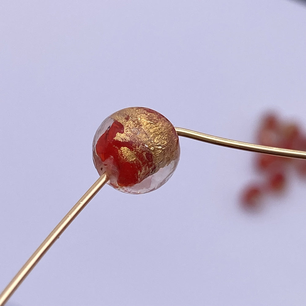 10pcs Red handmade glaze beads