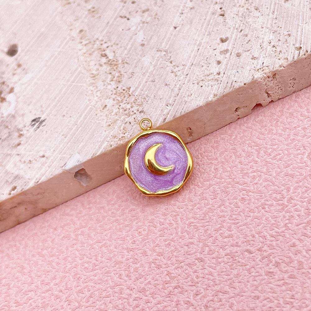 0696 Enamel Moon Charm