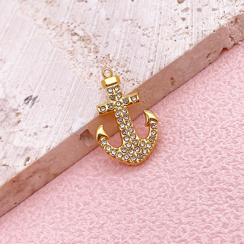 0741 Diamond Anchor Charm