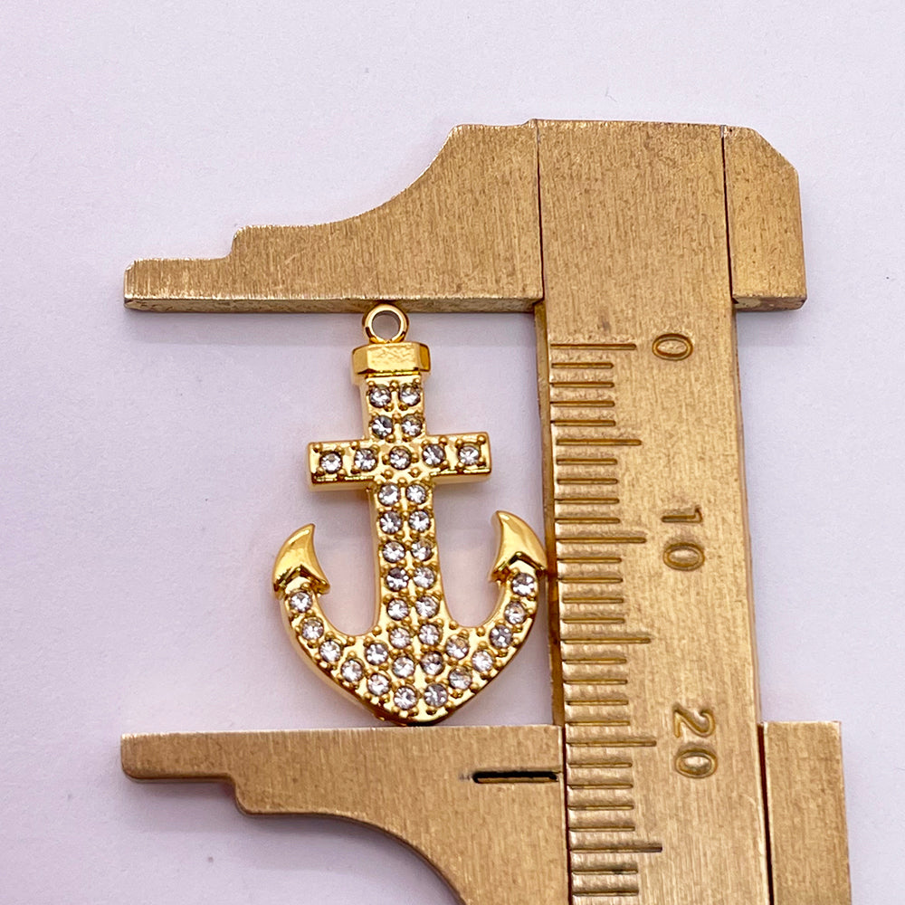 0741 Diamond Anchor Charm
