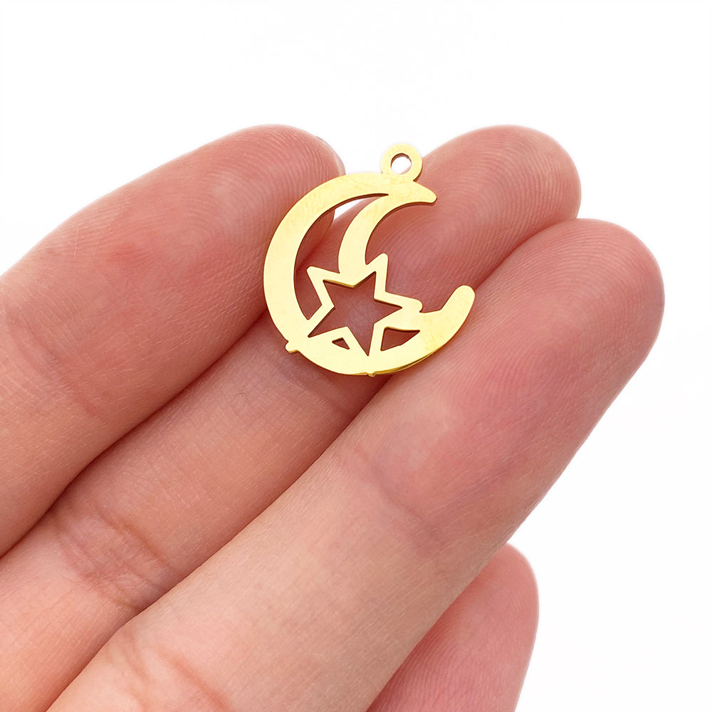 Moon and star charm