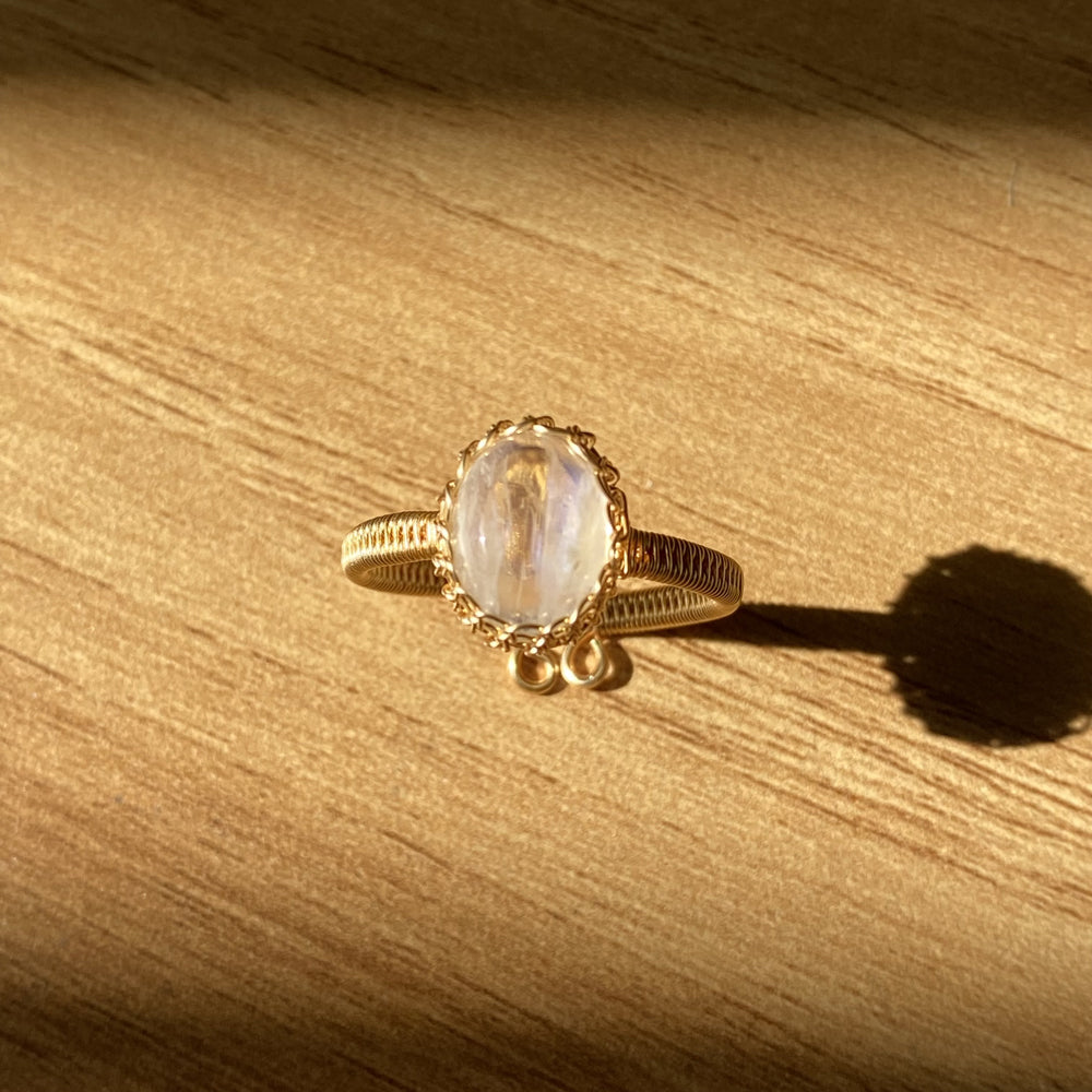 Wire wrapped Moonstone ring,June Birthstone Ring ,Handmade adjustable ring
