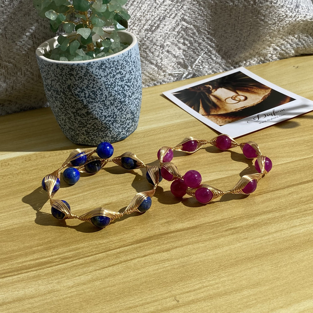Wire Wrap Evil Eye Bangle and Earring Set .Non Tarnish Crystal jewelry