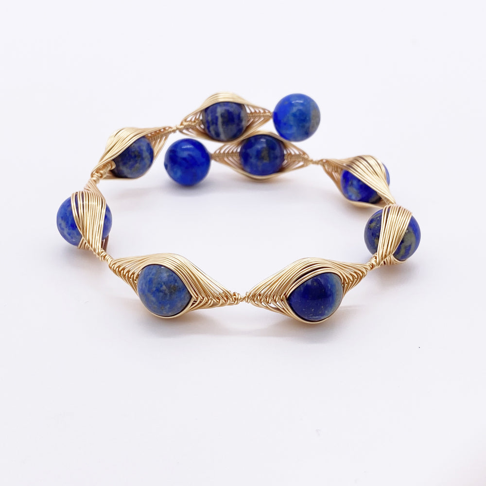 Wire Wrap Evil Eye Bangle and Earring Set