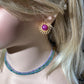 Wire wrapped Flower Earring ,Handmade Stud Earring,Indian Pink Jewelry