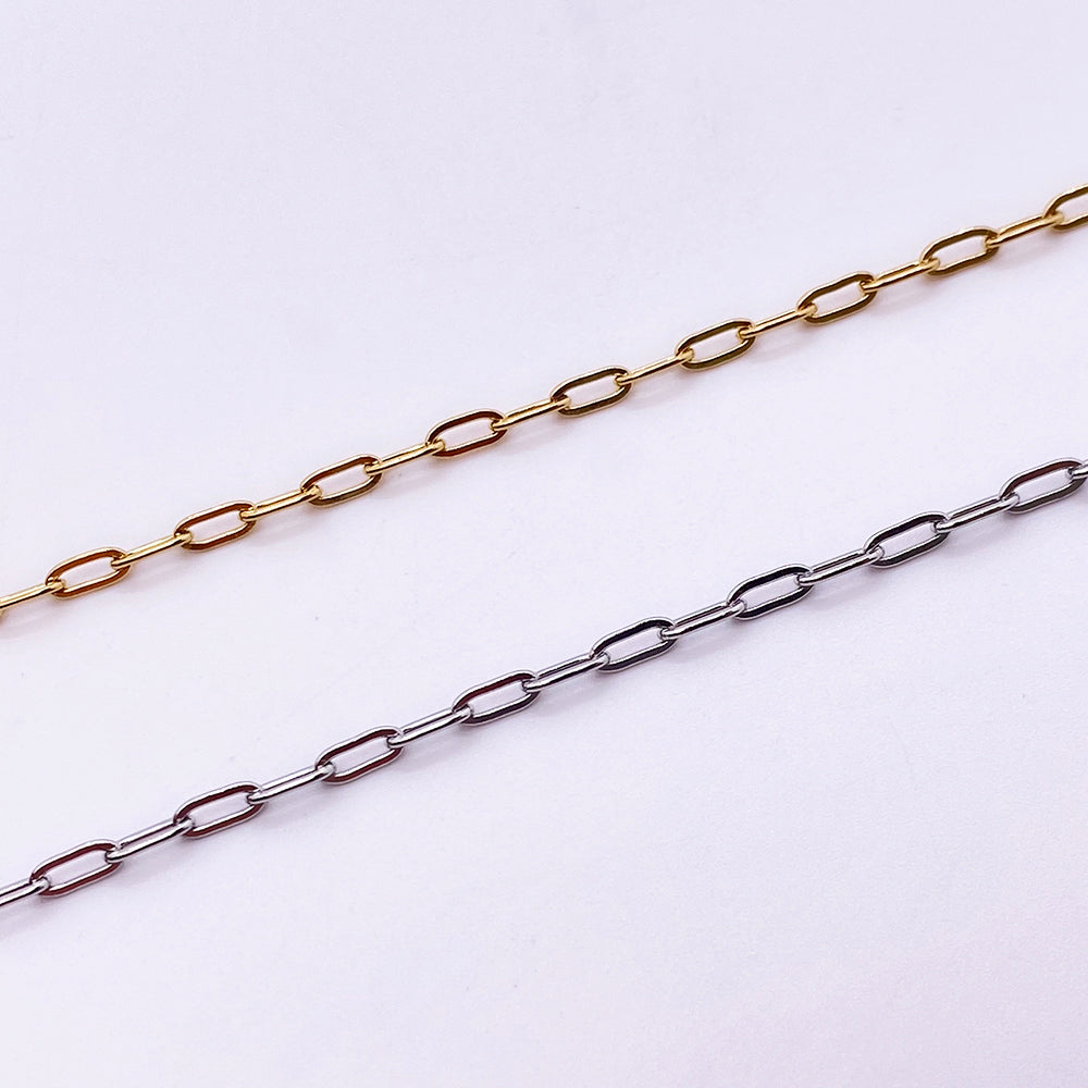 C1175 2.5mm Mini paperclip chain-Vacuum Plating Waterproof Stainless steel chain